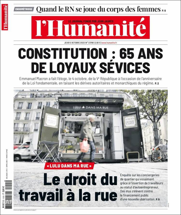 Portada de l'Humanite (Francia)