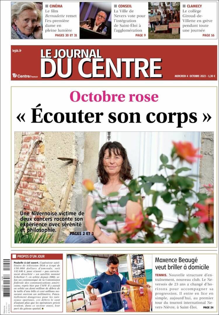 Portada de Le Journal du Centre (Francia)