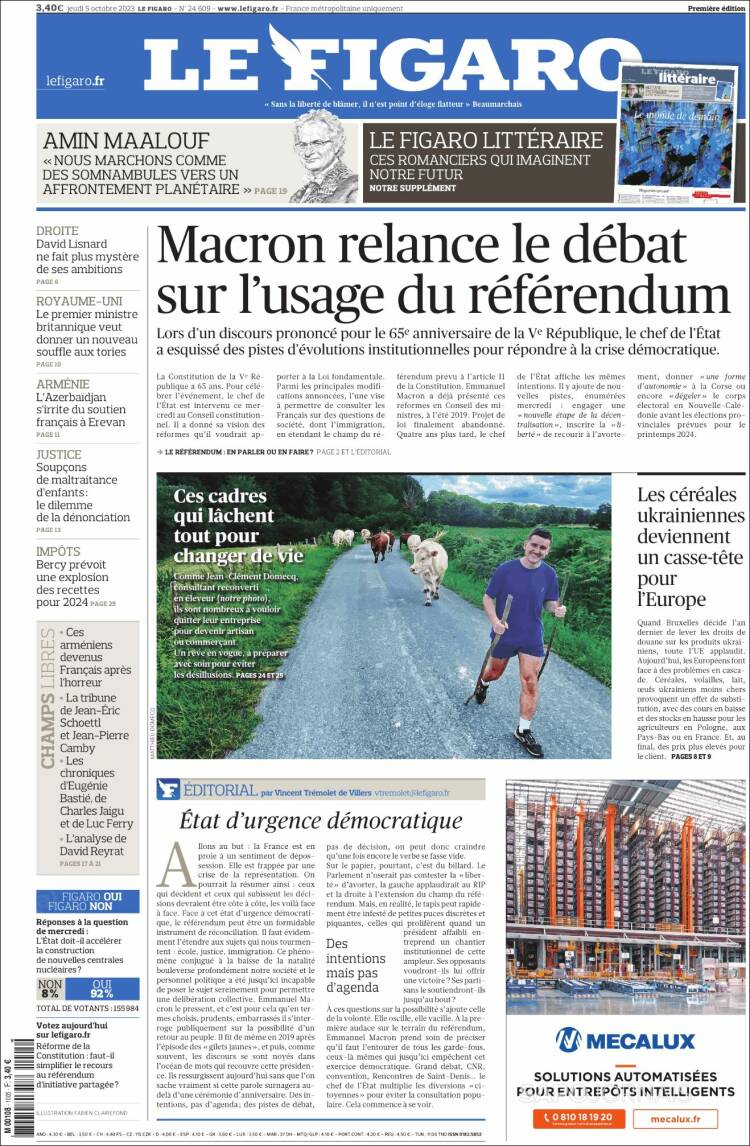 Portada de Le Figaro (Francia)