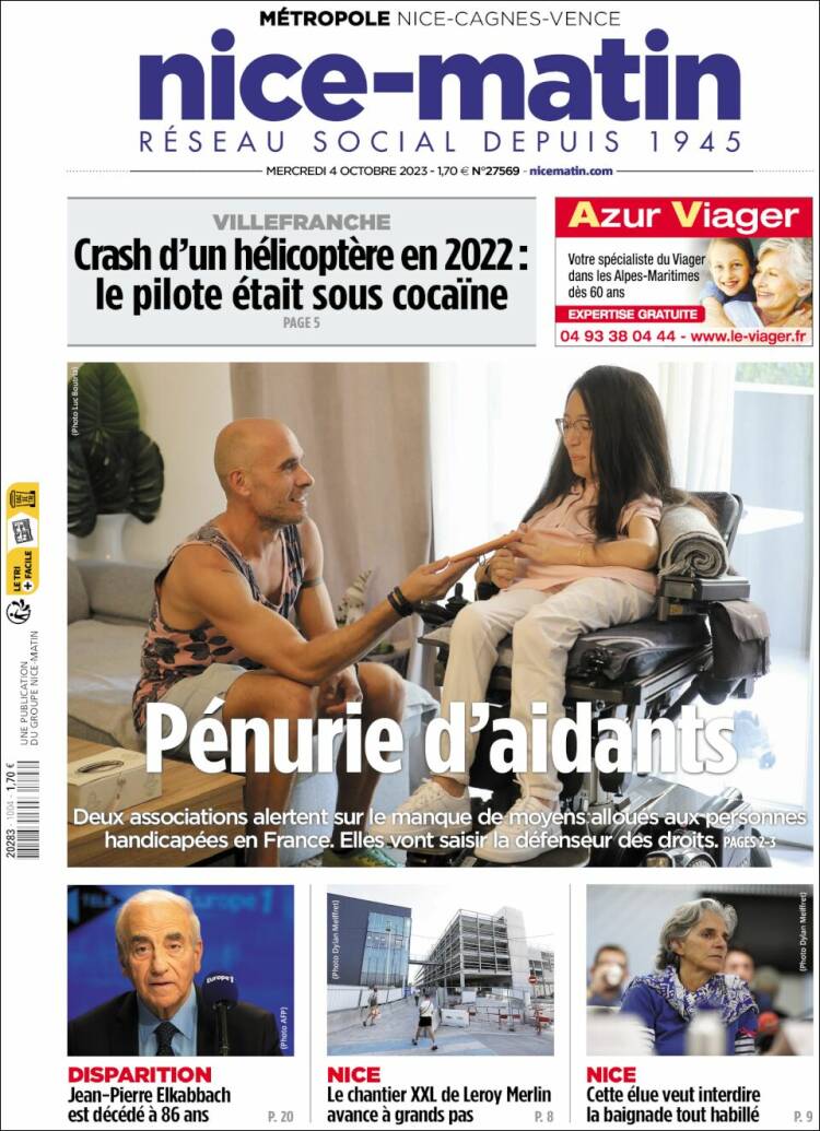 Portada de Nice-Matin (Francia)