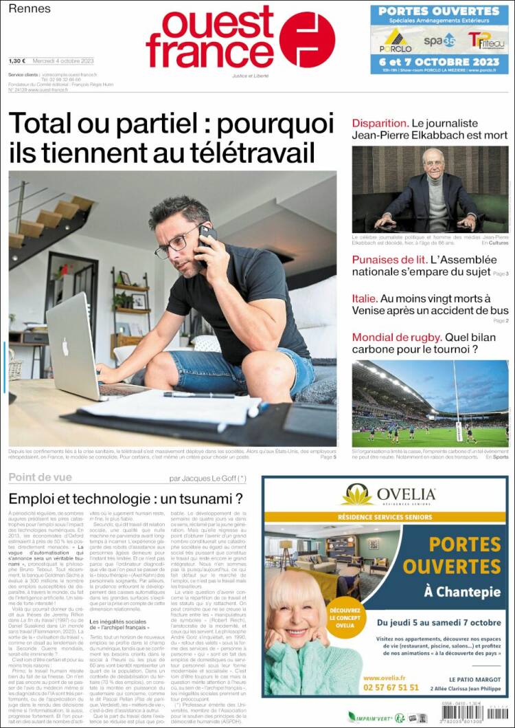 Portada de Ouest France (Francia)