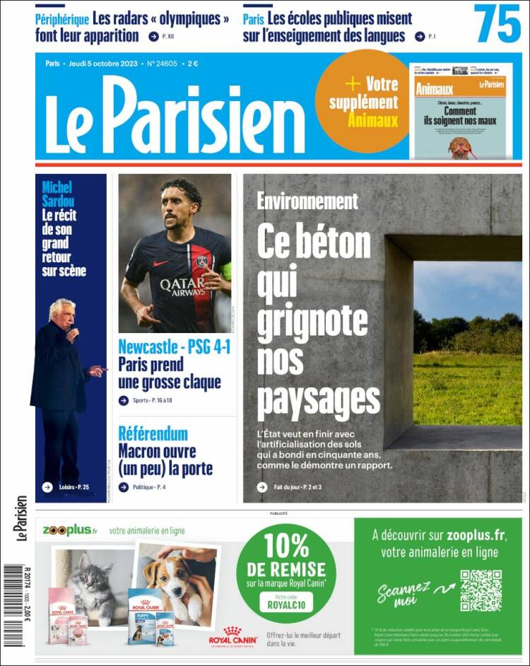 Portada de Le Parisien (Francia)