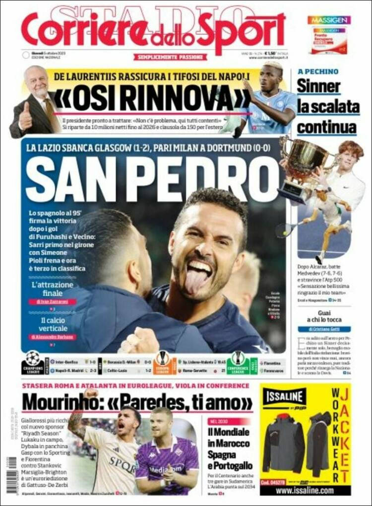 Portada de Corriere dello Sport (Italia)