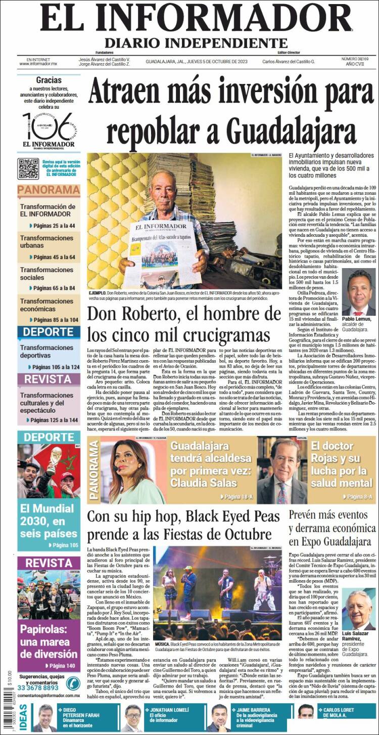 Portada de El Informador (M&eacute;xico)