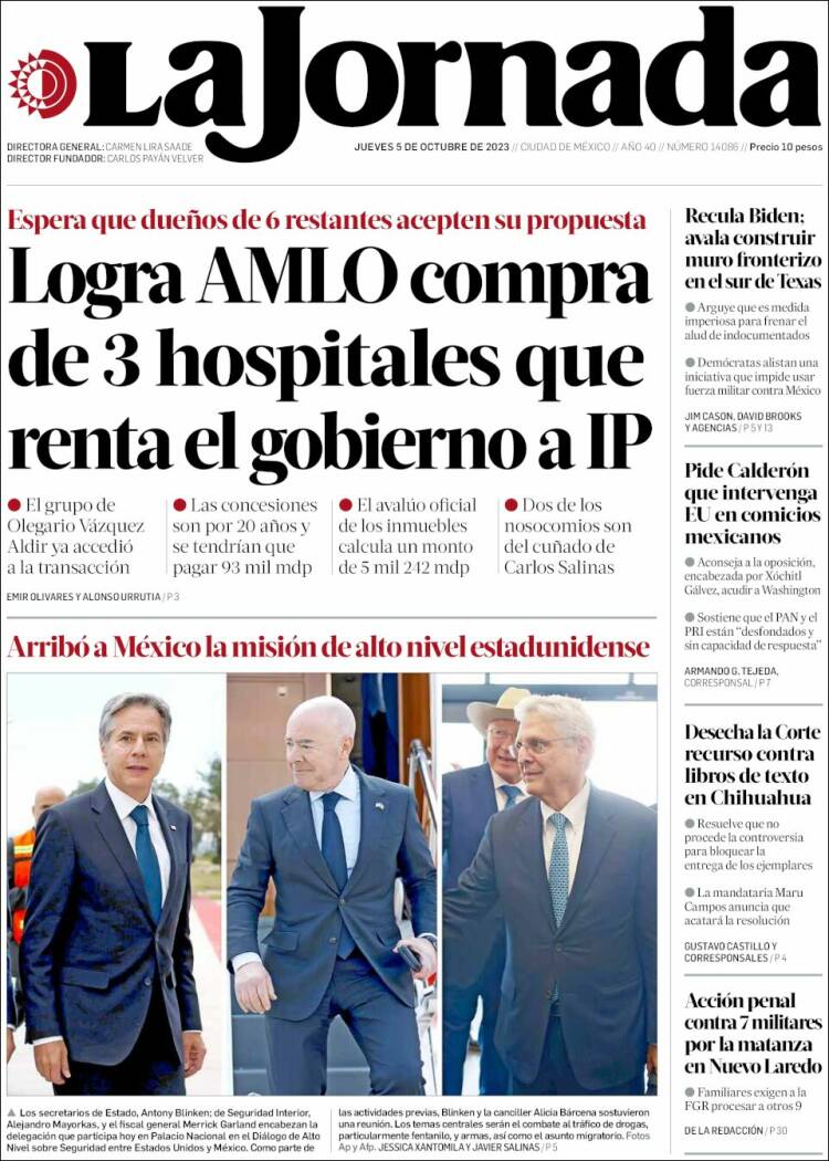 Portada de La Jornada (M&eacute;xico)