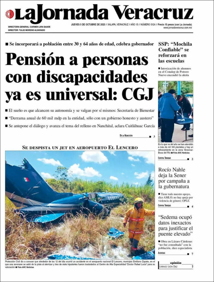 Portada de La Jornada Veracruz (M&eacute;xico)