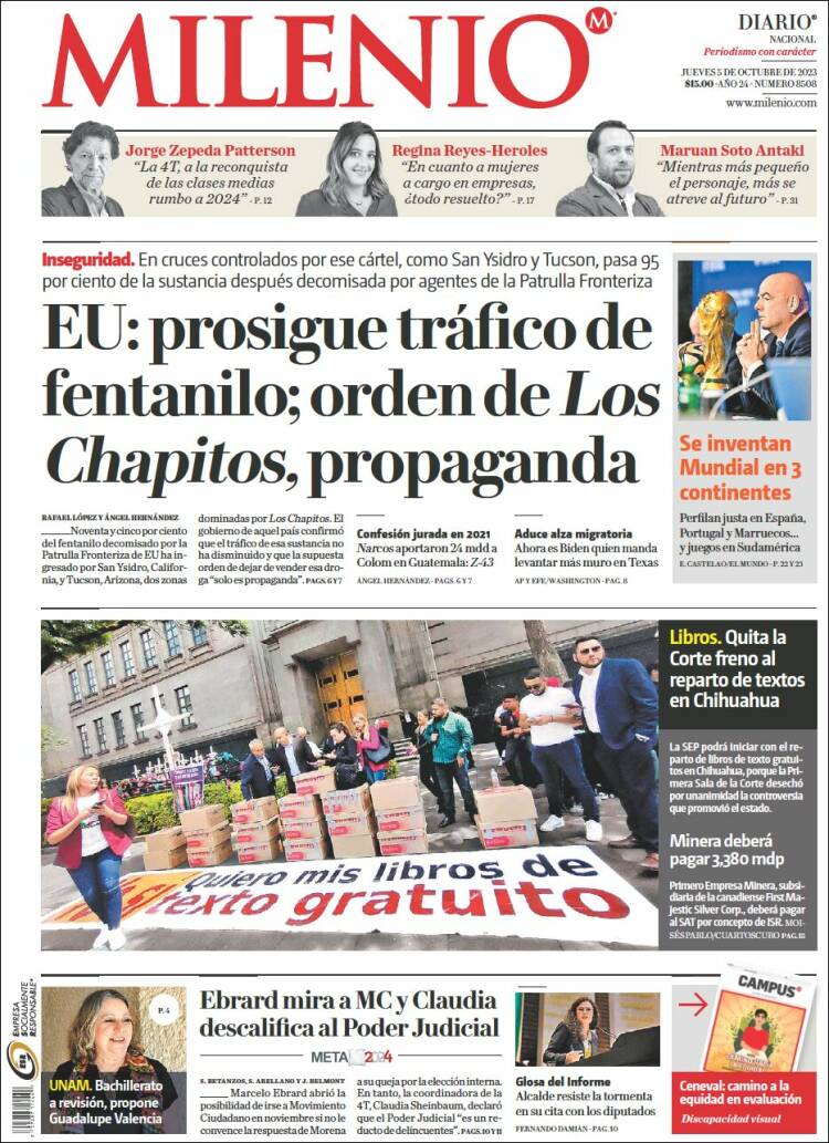 Portada de Milenio (M&eacute;xico)