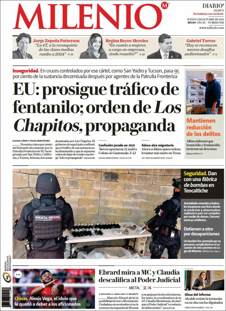 Portada de Milenio - Jalisco (M&eacute;xico)