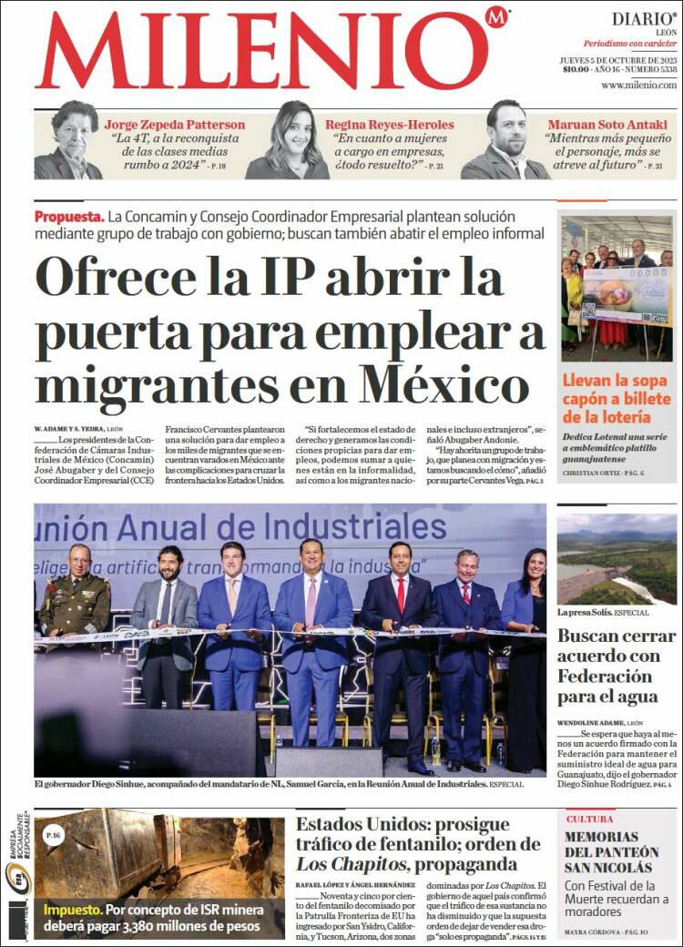 Portada de Milenio de León (M&eacute;xico)