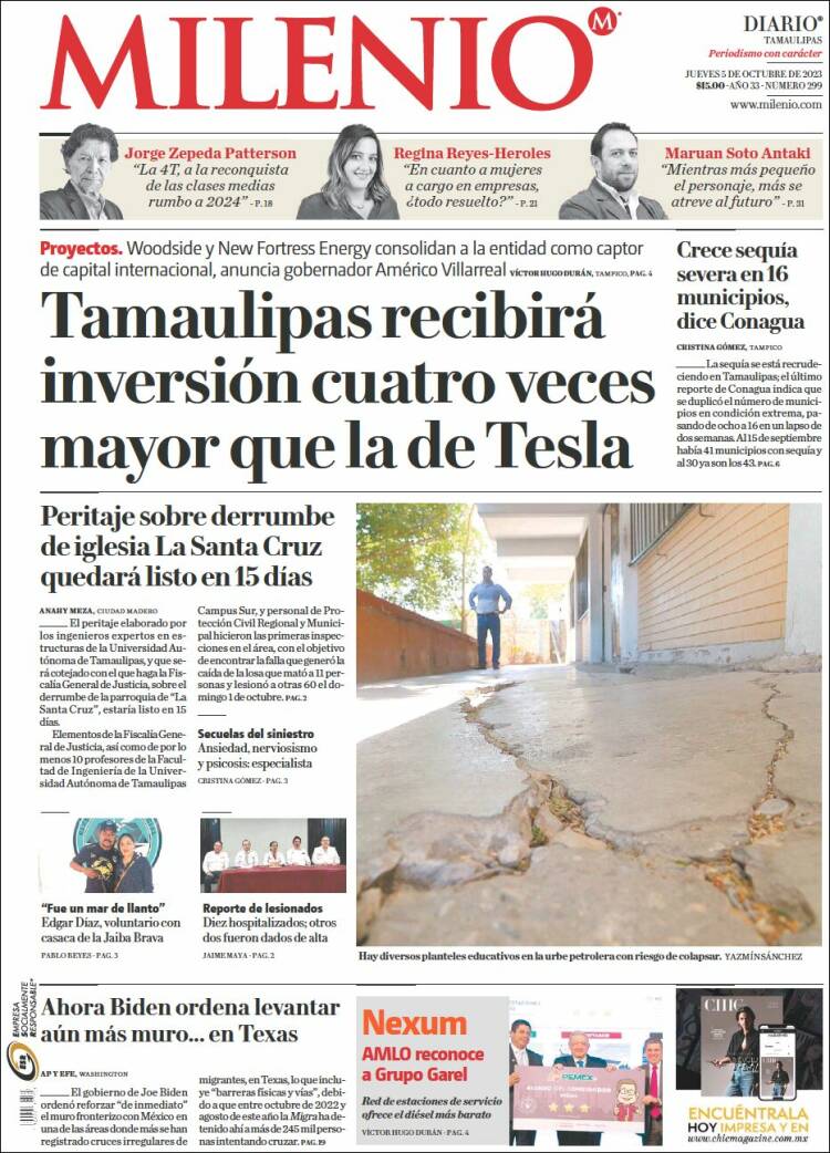 Portada de Milenio - Tamaulipas (M&eacute;xico)