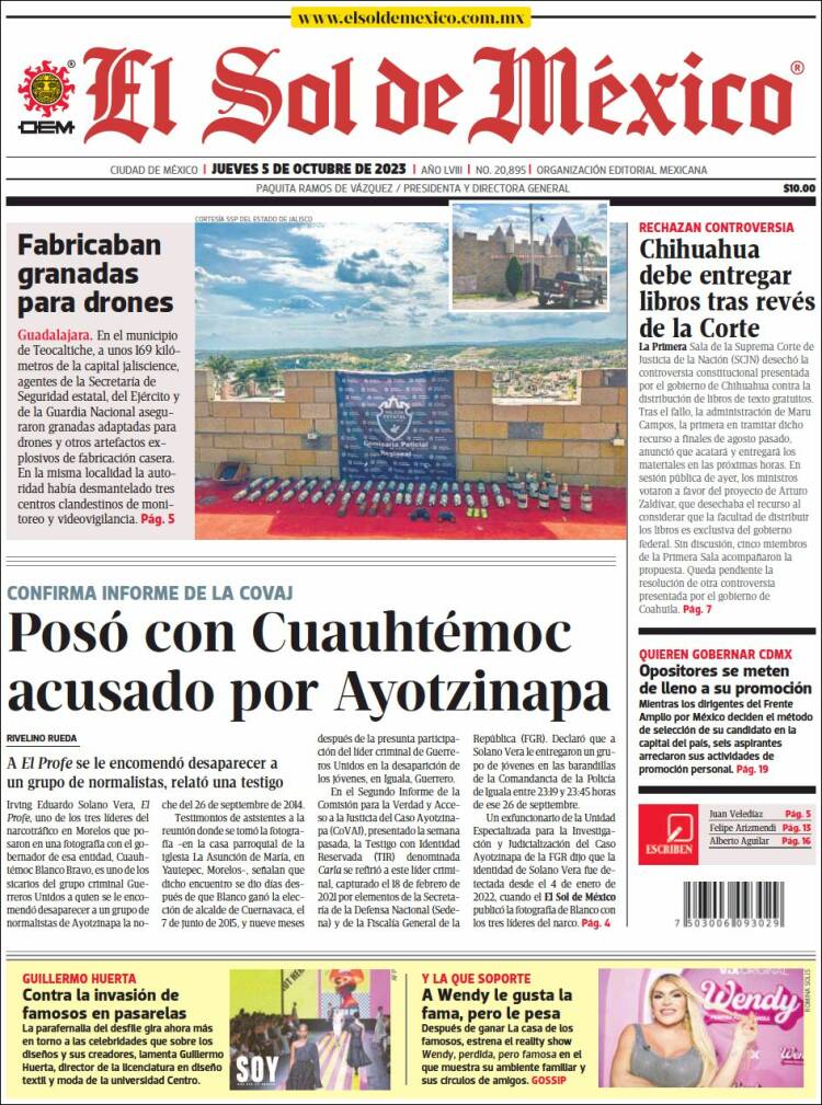 Portada de El Sol de México (M&eacute;xico)