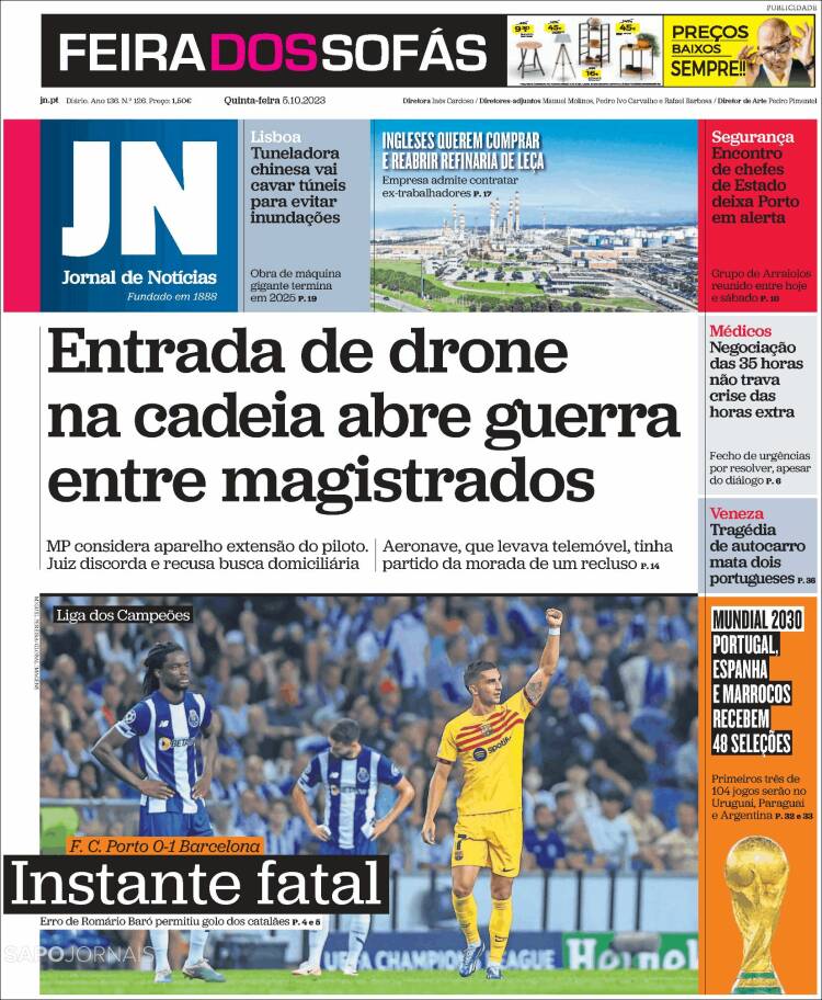 Portada de Jornal de Notícias (Portugal)