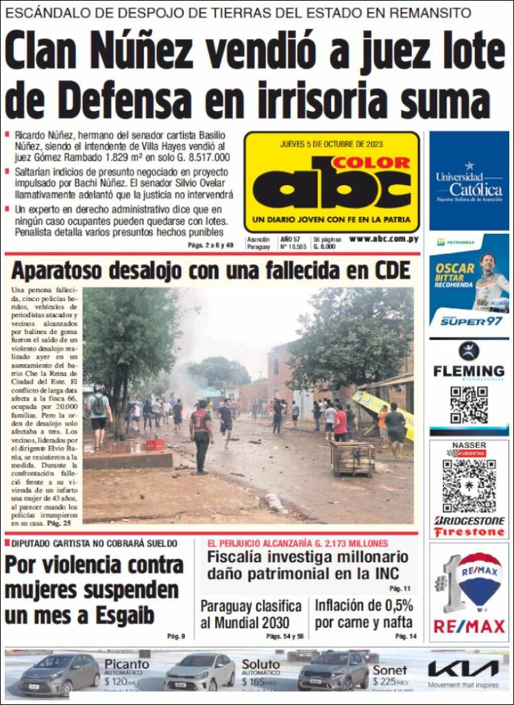 Portada de ABC Color (Paraguay)