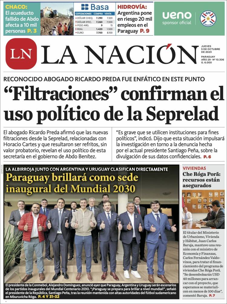 Portada de La Nación (Paraguay)
