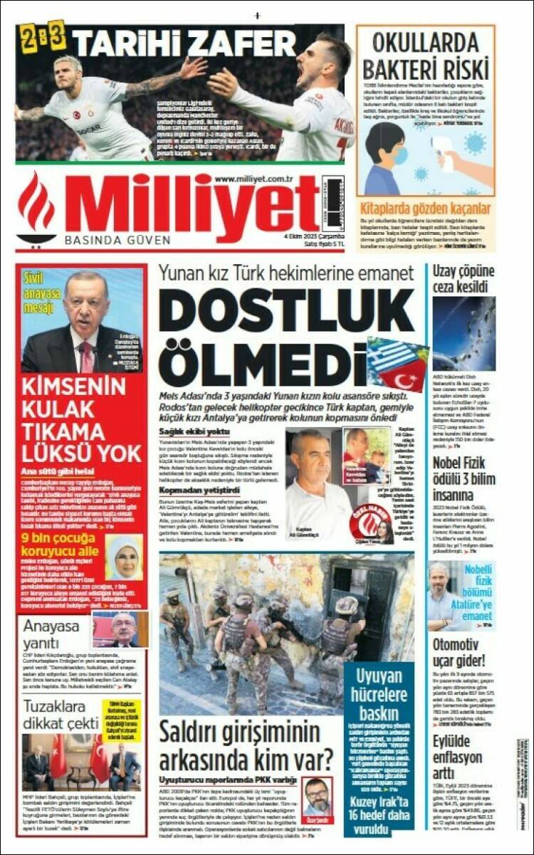 Portada de Milliyet (Turqu&iacute;a)