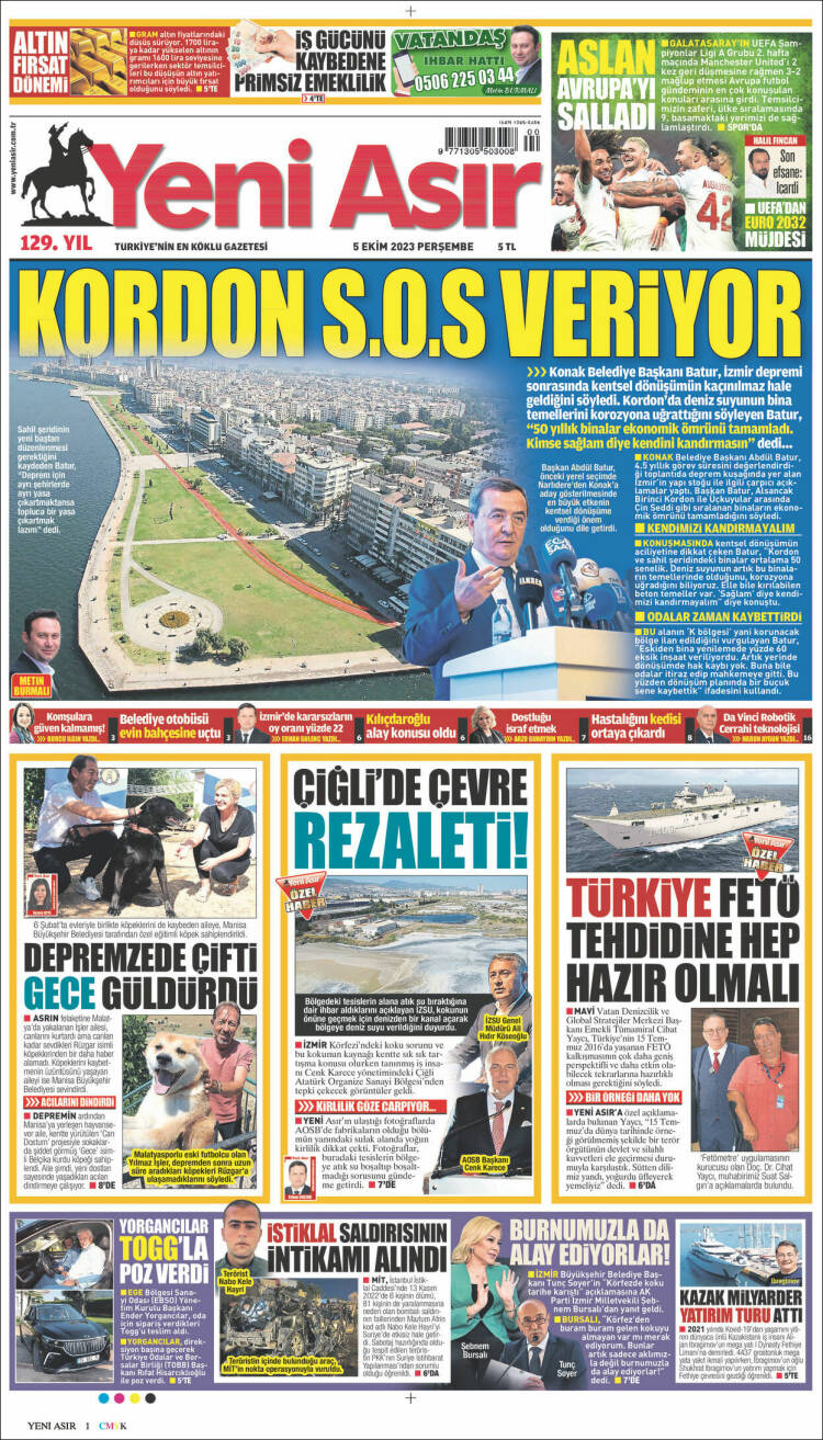 Portada de Yeni Asır (Turqu&iacute;a)