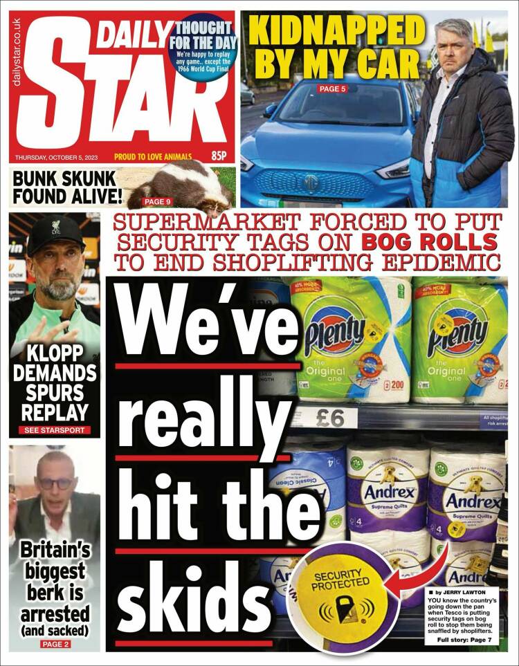 Portada de Daily Star (Reino Unido)