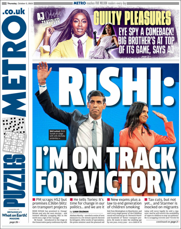 Portada de Metro (Reino Unido)