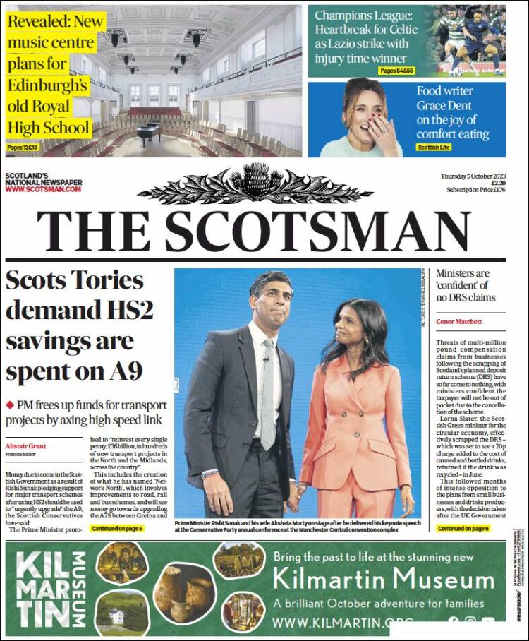 Portada de The Scotsman (Reino Unido)