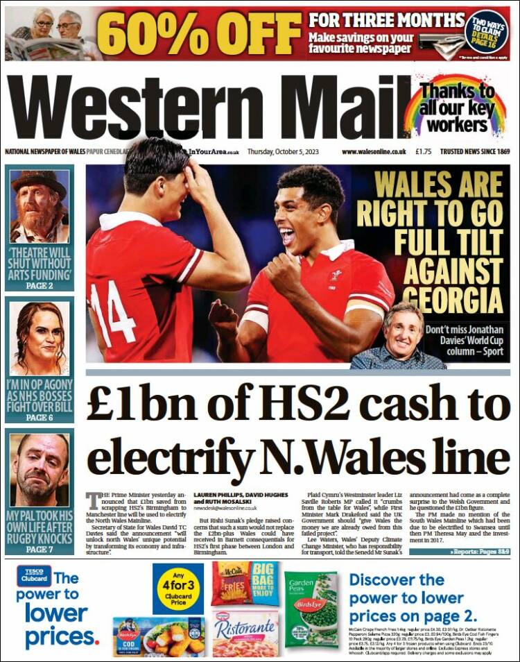 Portada de Western Mail (Reino Unido)