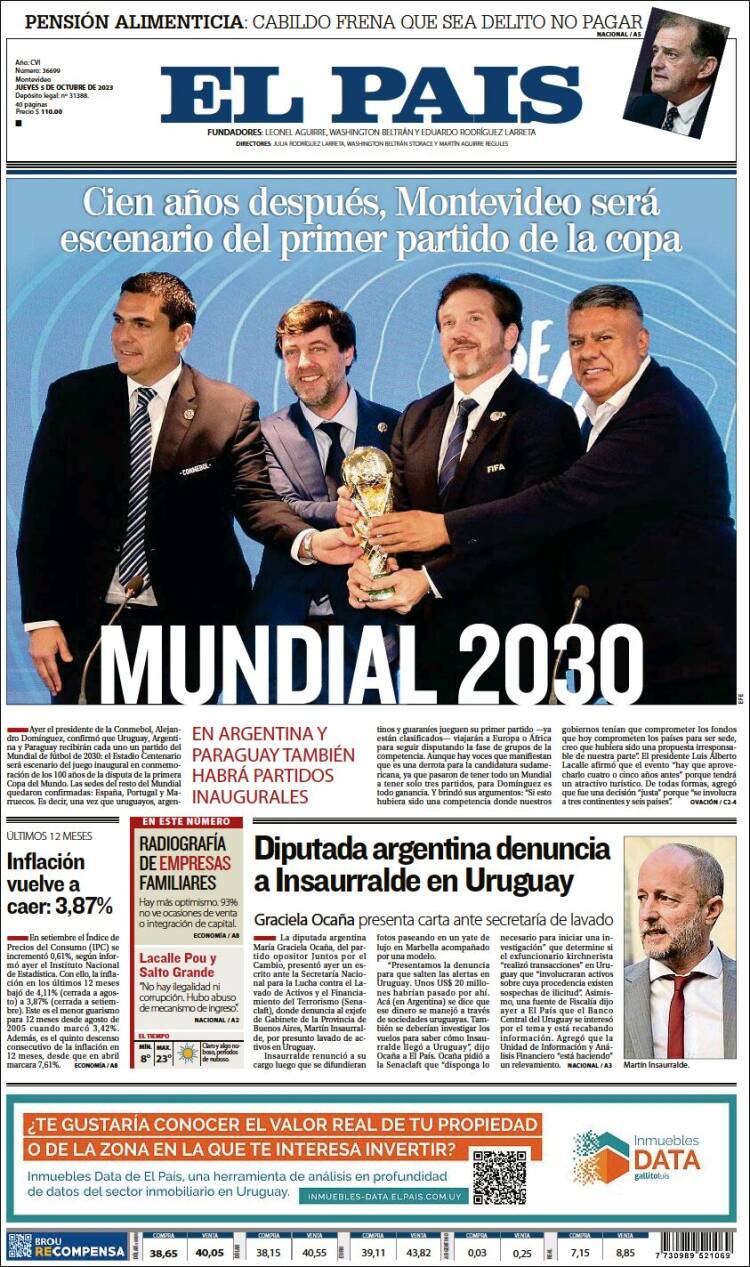 Portada de El País (Uruguay)