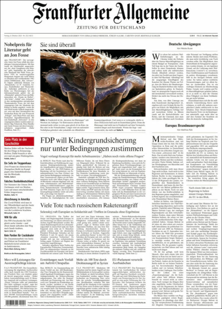 Portada de Frankfurter Allgemeine (Alemania)