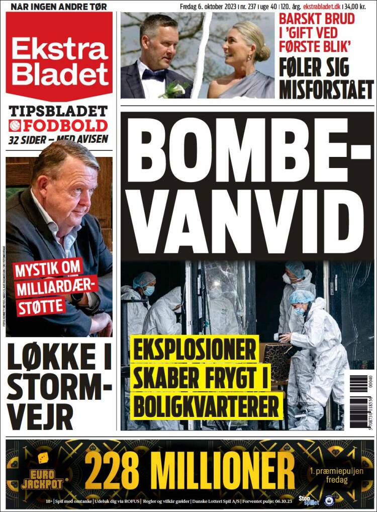 Portada de Ekstra Bladet (Dinamarca)