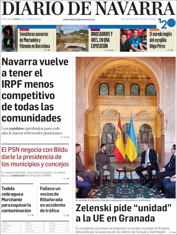 Portada de Diario de Navarra (España)