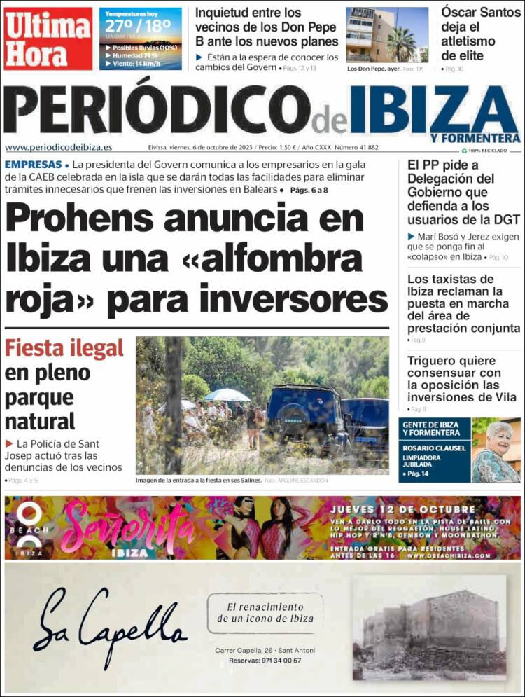 Portada de Periódico de Ibiza (España)