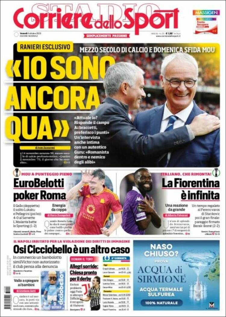 Portada de Corriere dello Sport (Italia)