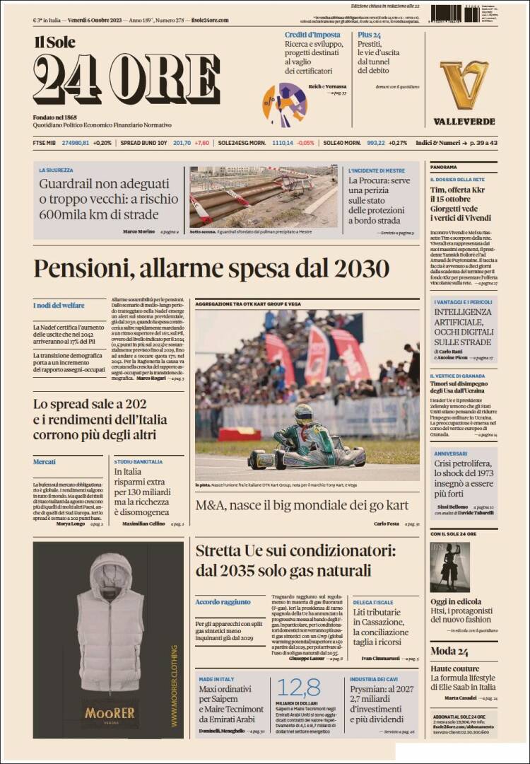 Portada de Il Sole 24 ORE (Italia)