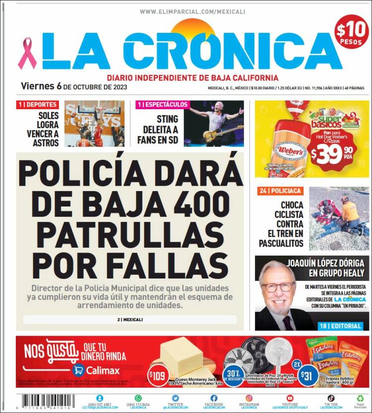 Portada de La Crónica de Baja California (México)