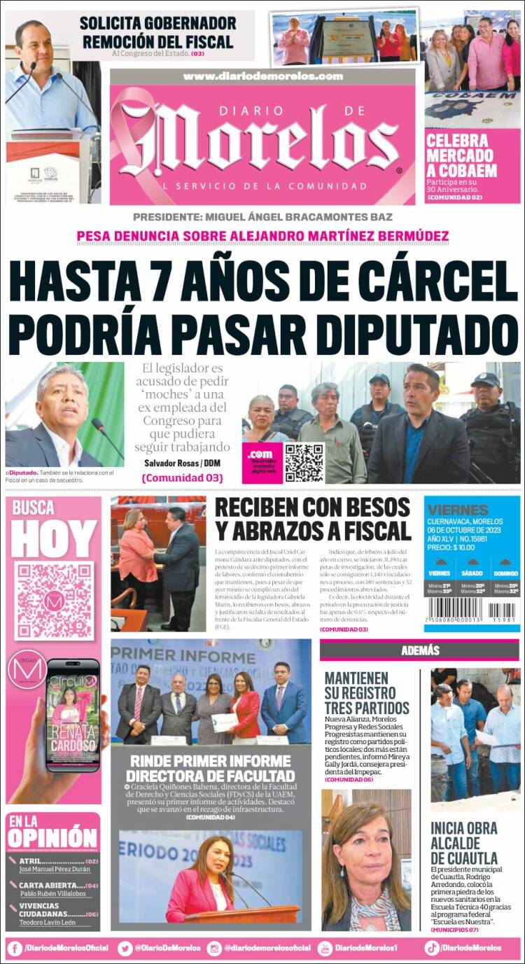 Portada de Diario de Morelos (México)