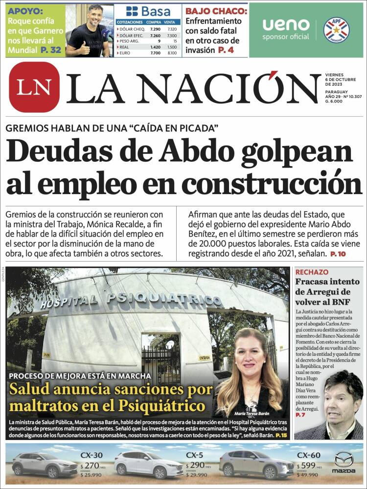 Portada de La Nación (Paraguay)