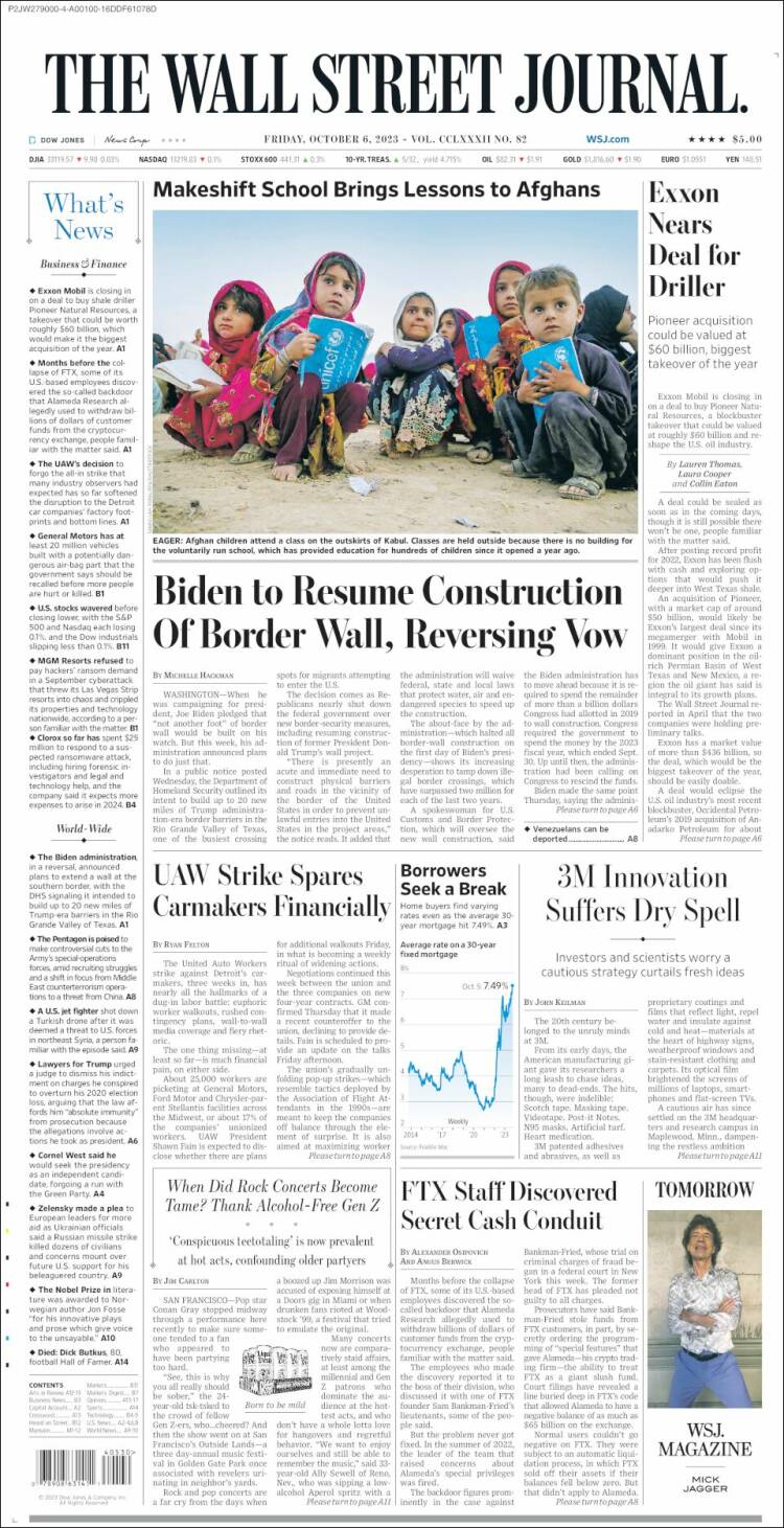 Portada de Wall Street Journal (USA)