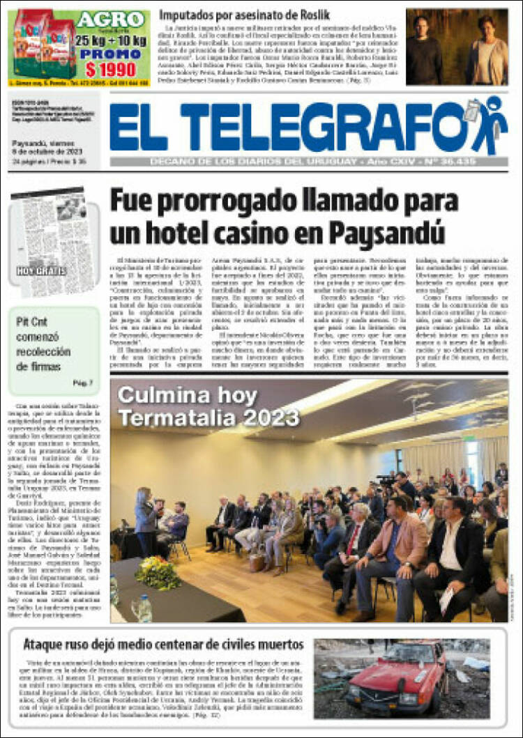 Portada de El Telégrafo (Uruguay)