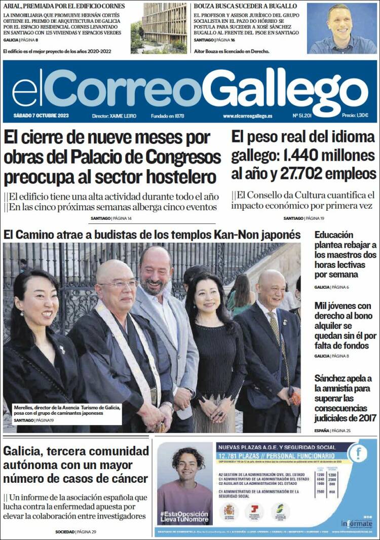 Portada de El Correo Gallego (España)