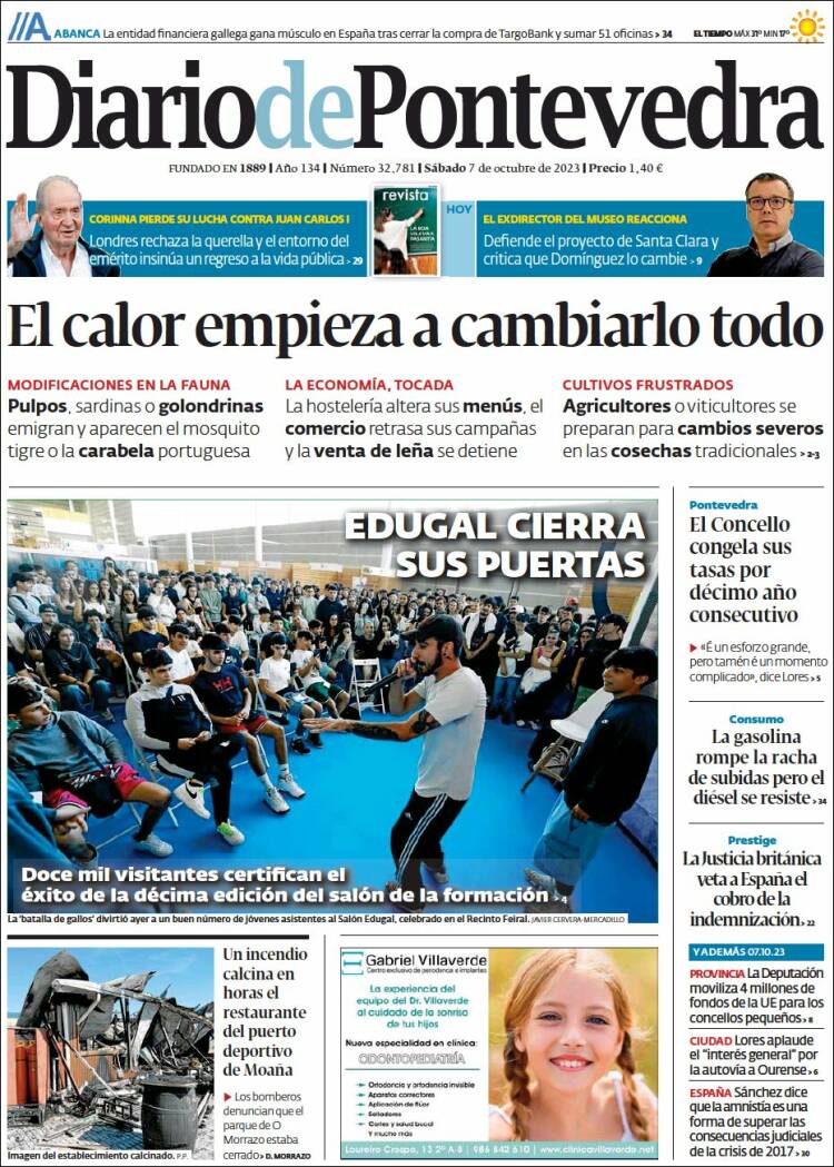 Portada de Diario de Pontevedra (España)