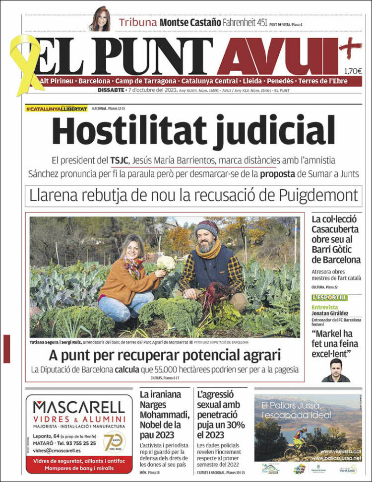 Portada de El Punt Avui (España)