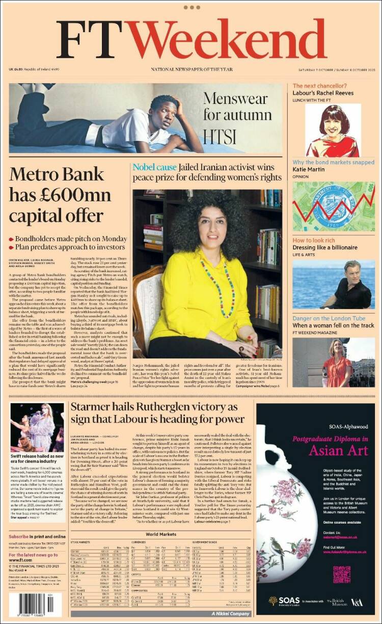 Portada de Financial Times (Reino Unido)