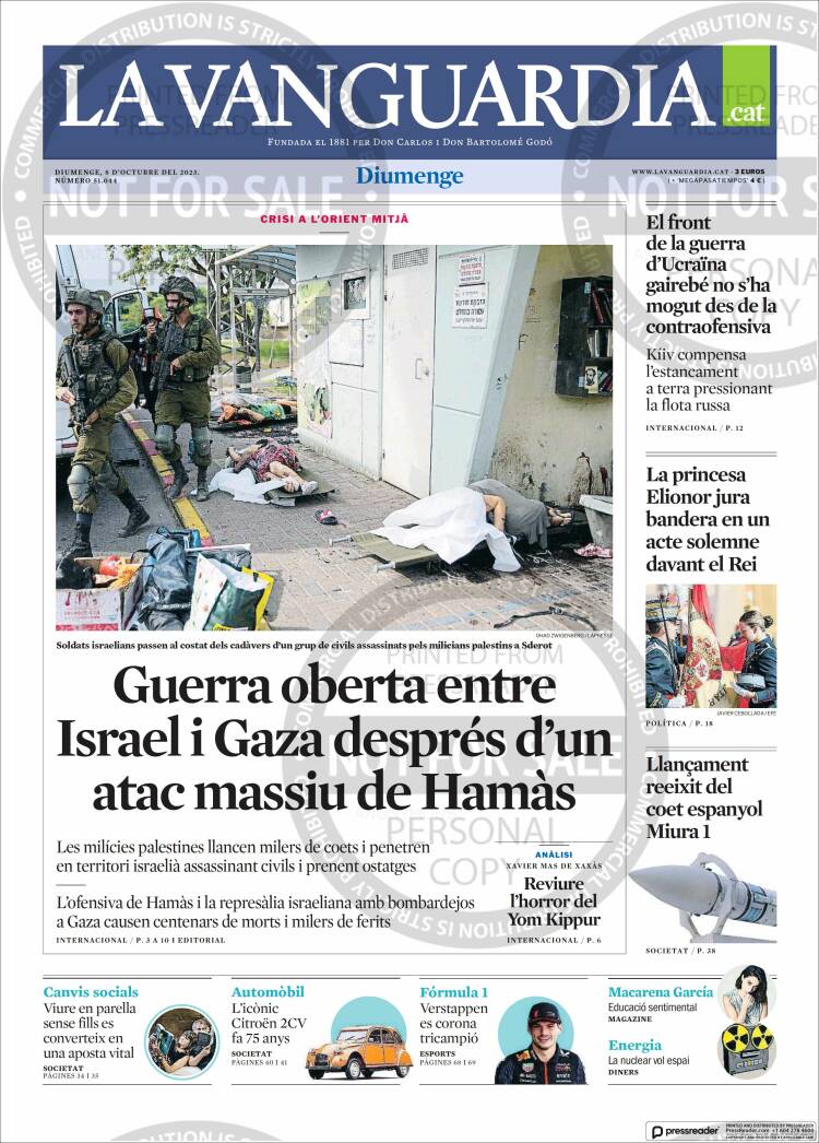 Portada de La Vanguardia (España)