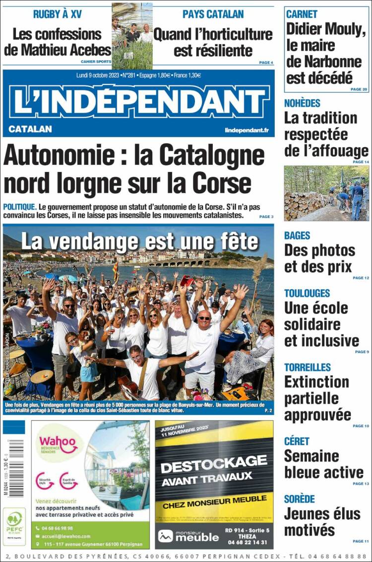 Portada de Le Indépendant (Francia)