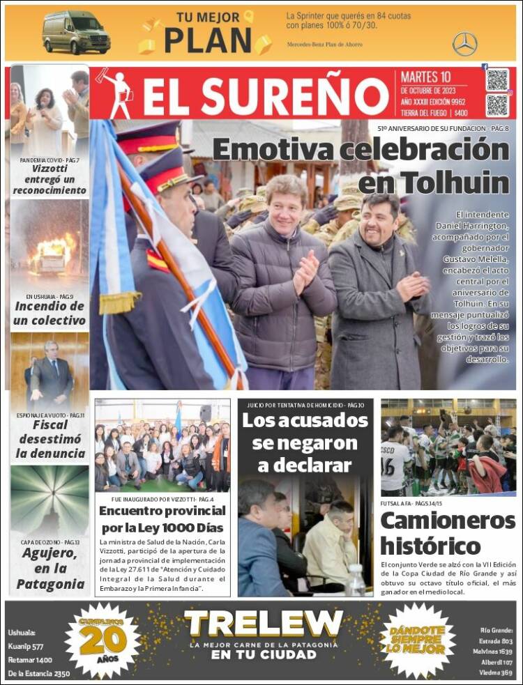Portada de Diario El Sureño (Argentina)