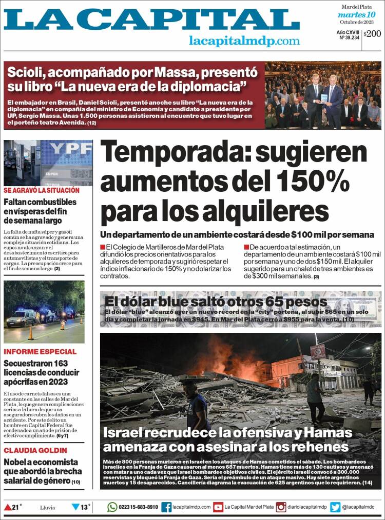 Portada de Diario La Capital - Mar del Plata (Argentina)