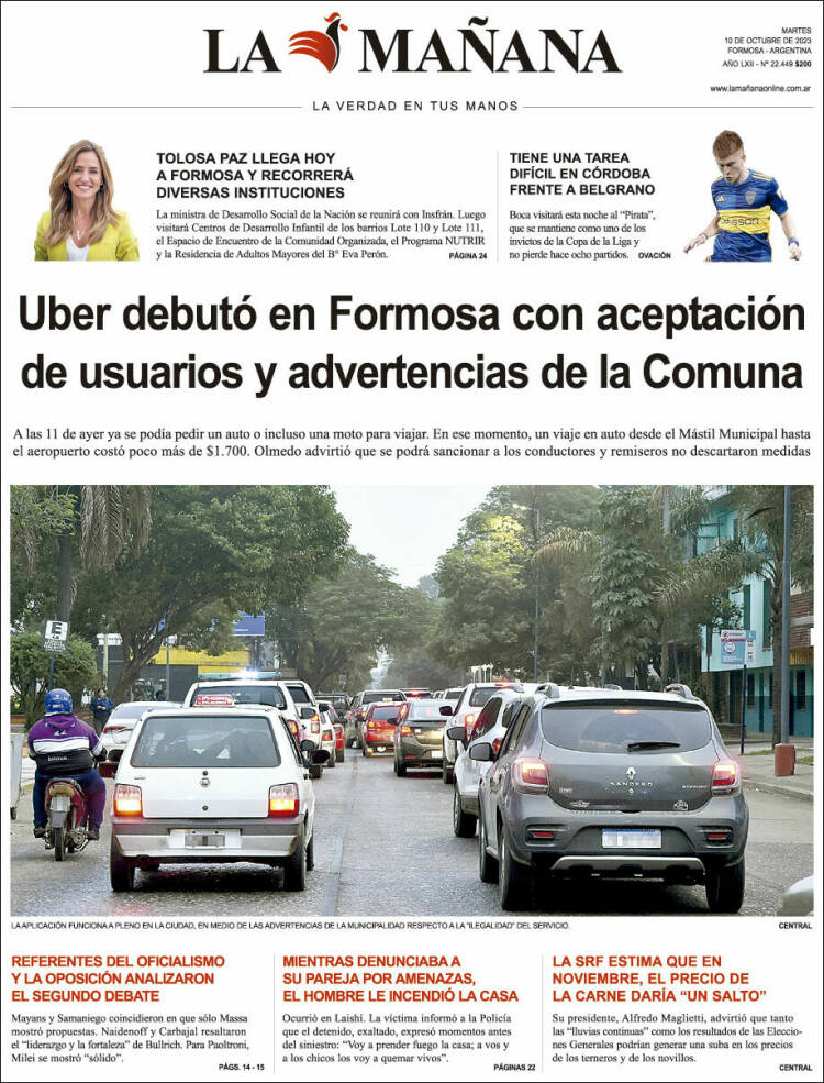 Portada de Diario La Mañana (Argentina)