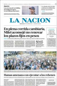 Portada de La Nación (Argentina)