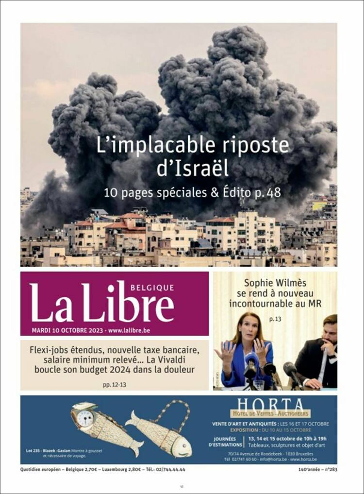 Portada de La Libre.be (B&eacute;lgica)