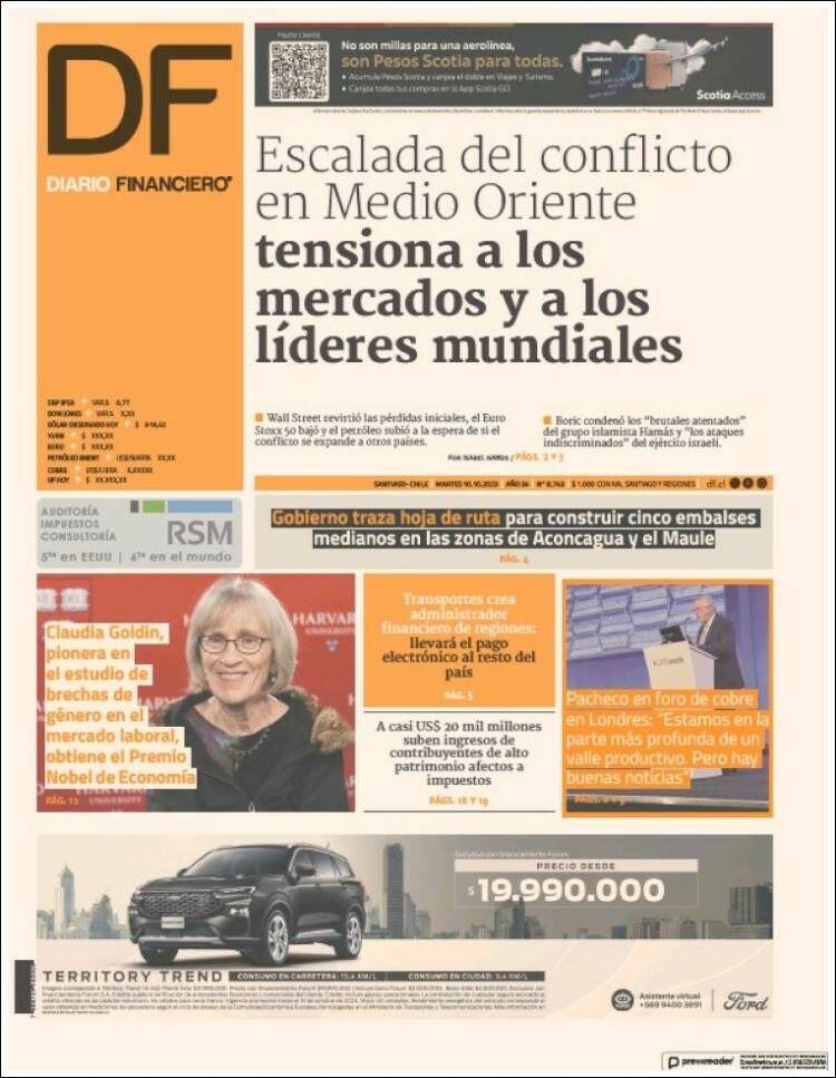 Portada de Diario Financiero (Chile)