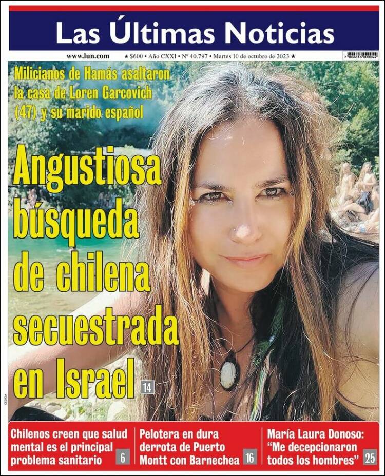 Portada de Las Últimas Noticias (Chile)