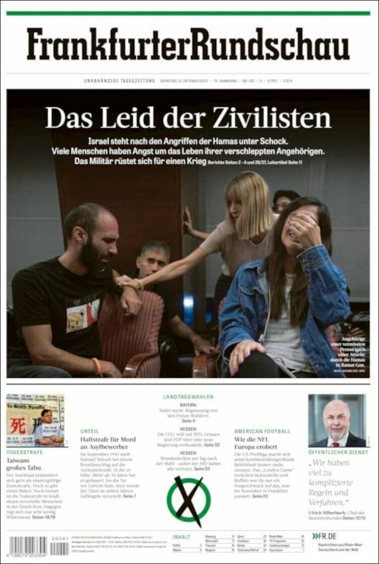 Portada de Frankfurter Rundschau (Alemania)